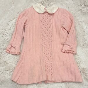 Pink Italian Bebebo Knit Dress with Removable Collar, 2T